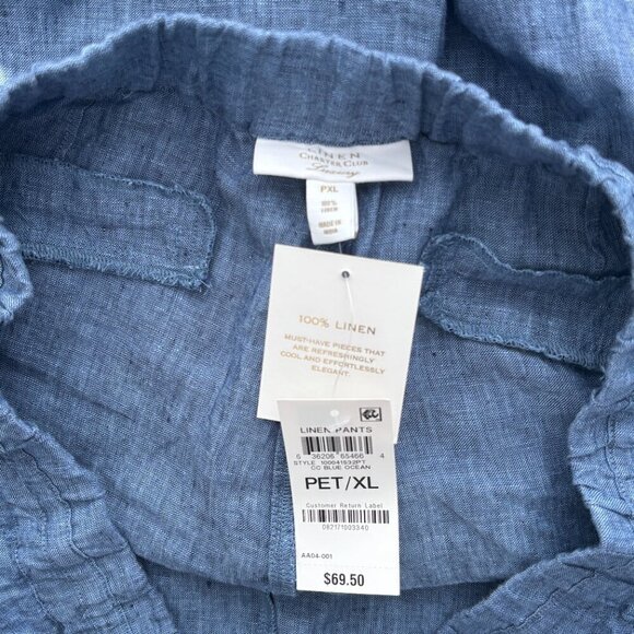 Charter Club Luxury Line Blue Petite 100% Linen Drawstring Pants NWT - Picture 8 of 8